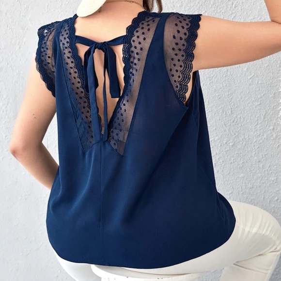 Plus Swiss Dot Ruffle Blouse - Picture 8 of 14